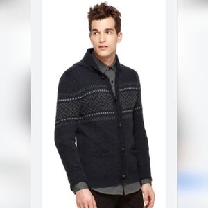 Odin Men's Cardigan Sweater Shawl Collar Navy‎ Scandinavian Statement Buttons XL